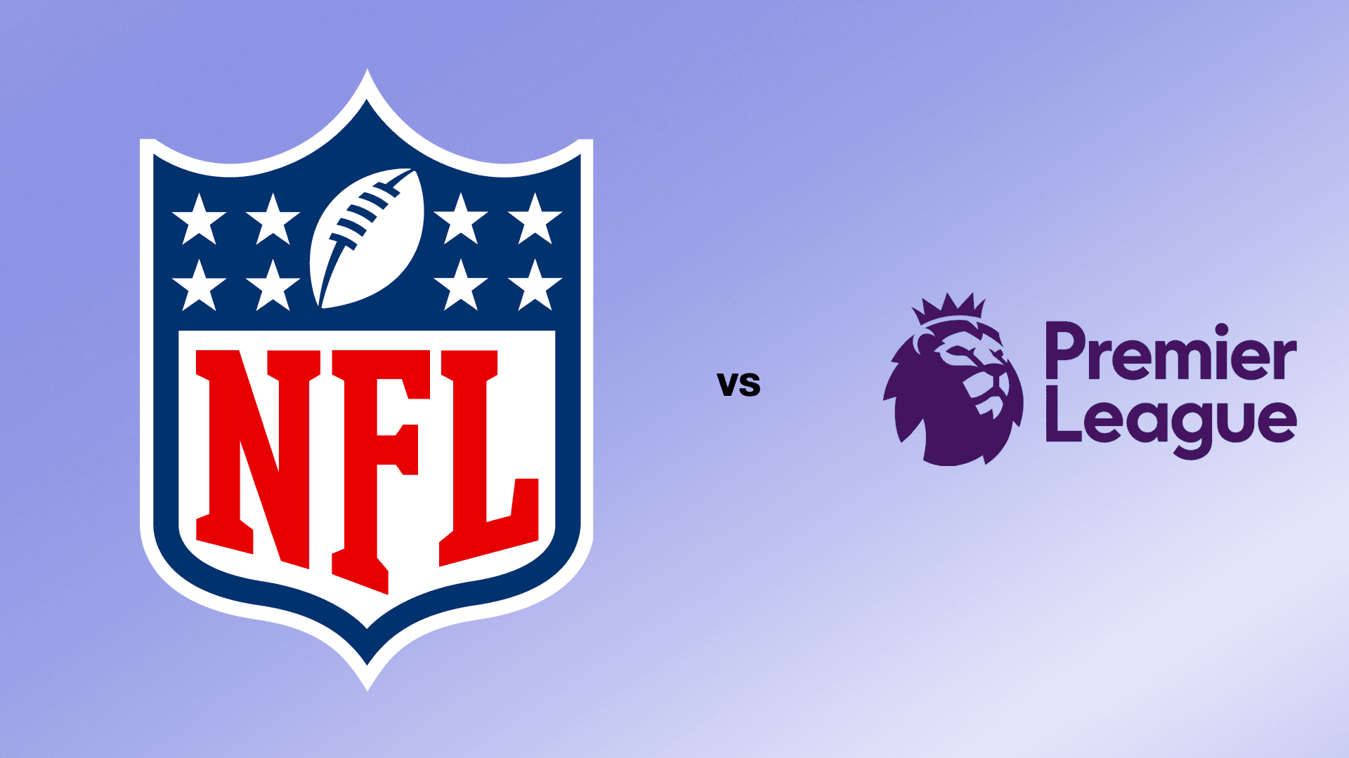 The NFL logo and the Premier League logo side by side, separated by "vs"